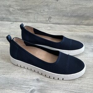 Vionic Uptown Flats Womens 7 Navy Knit Skimmer Comfort Orthotic Shoes Slip On